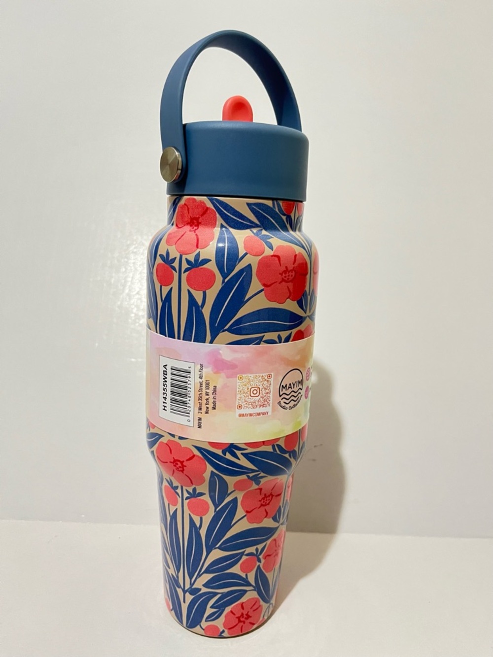 Mayim Floral Insulated Water Bottle - Blue & Coral